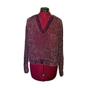 Marled Reunited  Womens Sweater Size XS Cabernet Twist Sleeve V Neck